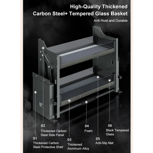 Pull Down Shelf - Frameless Cabinet - Grey