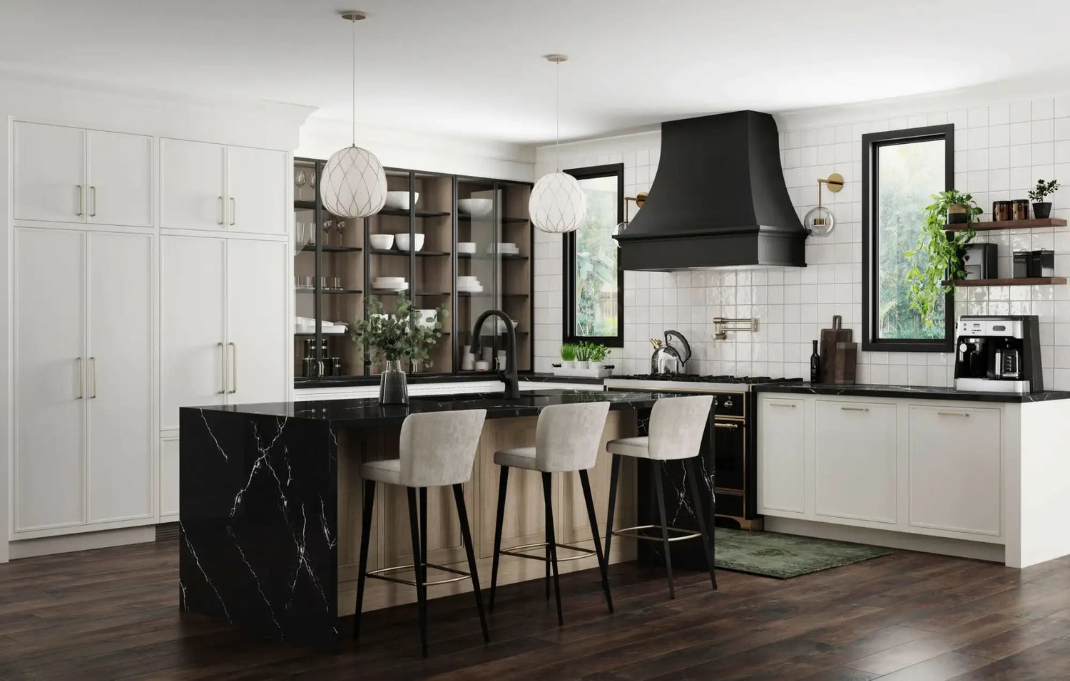 black-marble-kitchen-island-sleek-modern-design-integrated-bar-stools