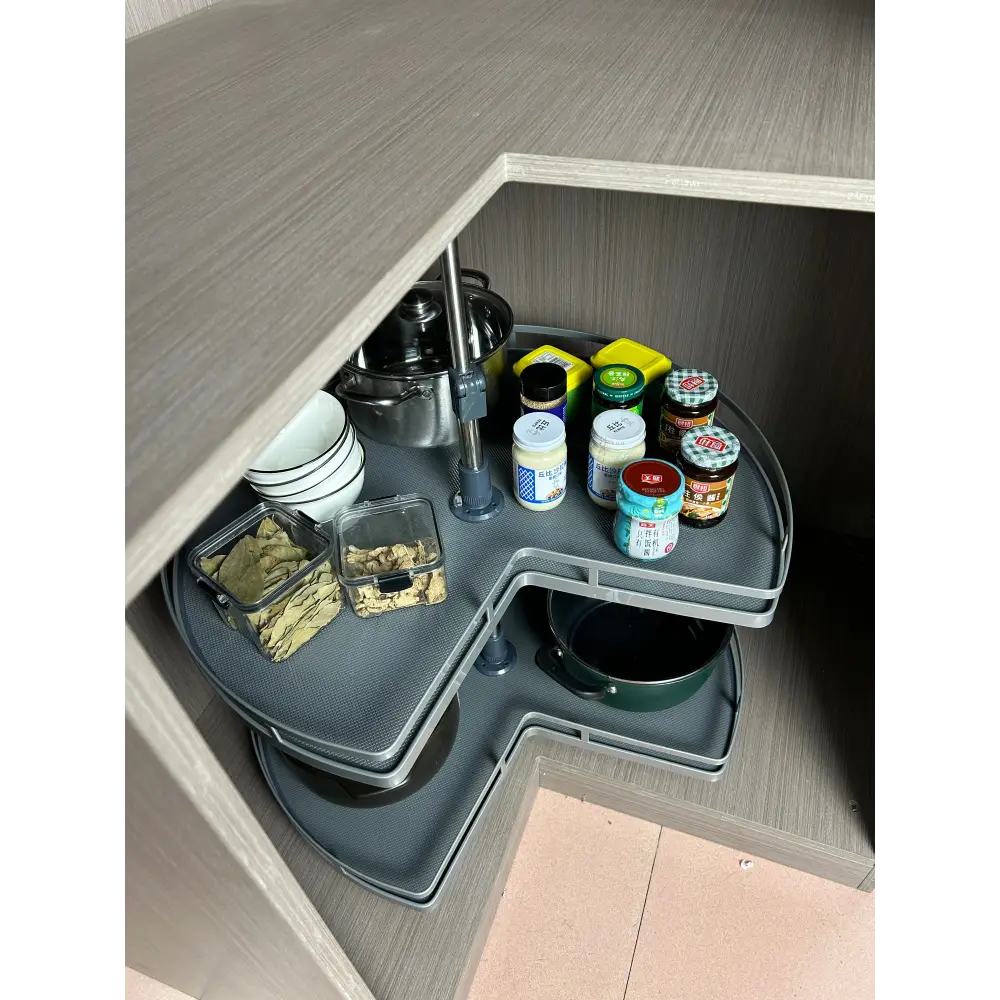 Lazy Suzan - Frameless Cabinet - Grey - Corner Base Cabinet Organizers