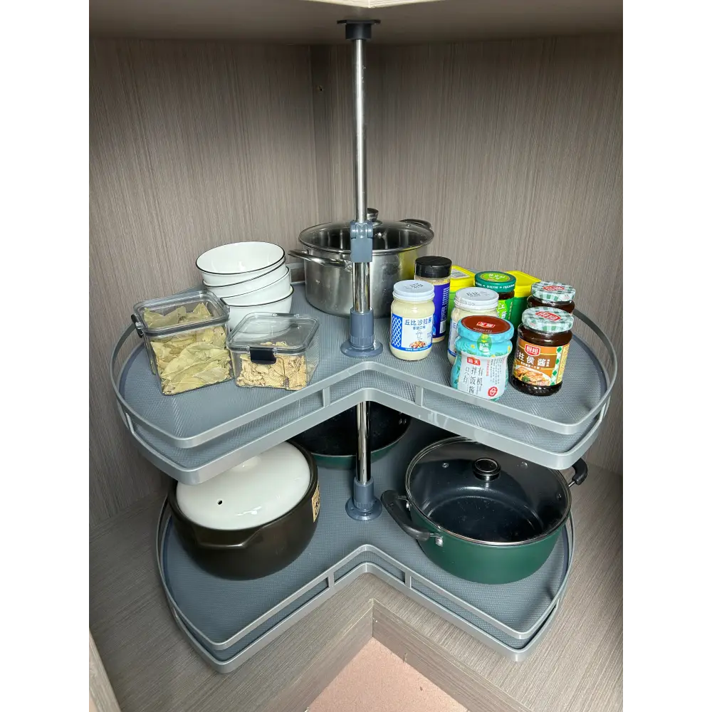 Lazy Suzan - Frameless Cabinet - Grey - Corner Base Cabinet Organizers