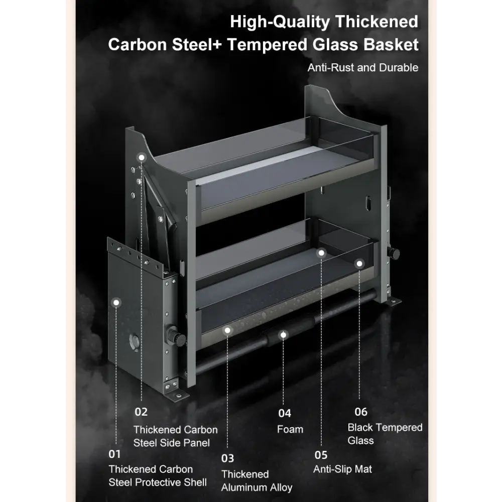 Pull Down Shelf - Frameless Cabinet - Grey