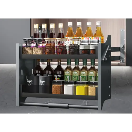 Pull Down Shelf - Frameless Cabinet - Grey