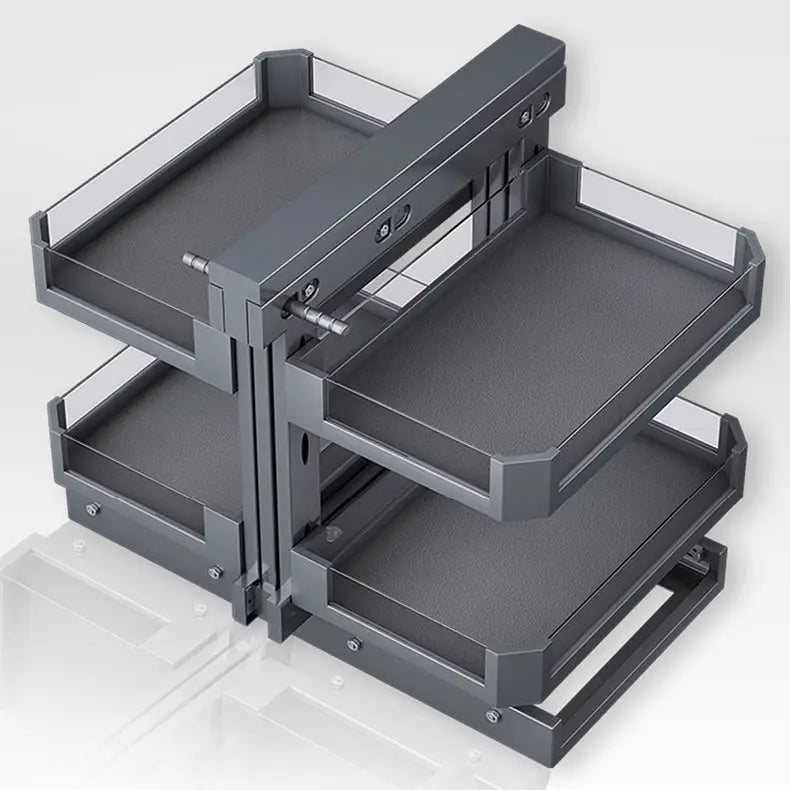 Pull Out Basket - Frameless Cabinet - Grey - Corner Base Cabinet Organizers