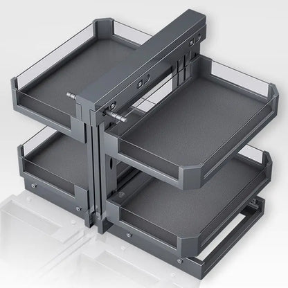 Pull Out Basket - Frameless Cabinet - Grey - Corner Base Cabinet Organizers