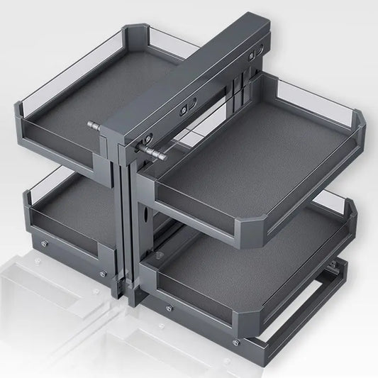 Pull Out Basket - Frameless Cabinet - Grey - Corner Base Cabinet Organizers